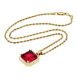 Ruby & Diamonds Necklace Pendant & Rope Chain Ruby & Diamonds Necklace Pendant & Rope Chain