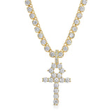 Diamond Ankh Cross Necklace Pendant & Tennis Chain Diamond Ankh Cross Necklace Pendant & Tennis Chain