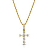 Diamond Cross Necklace Pendant & Gold Rope Chain Diamond Cross Necklace Pendant & Gold Rope Chain