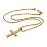 Diamond Cross Necklace Pendant & Gold Rope Chain Diamond Cross Necklace Pendant & Gold Rope Chain