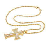 Emerald Cut Cross Necklace Pendant & Rope Chain Emerald Cut Cross Necklace Pendant & Rope Chain