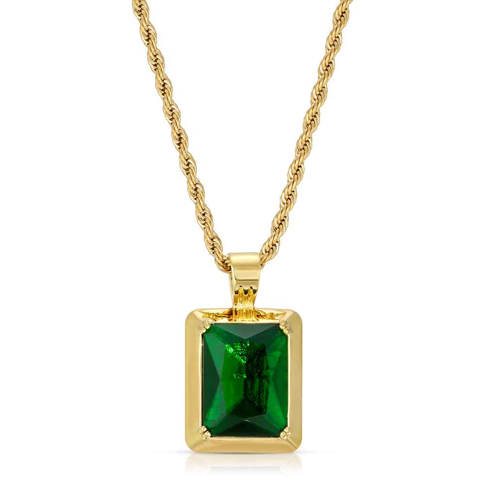 Emerald Necklace Pendant & Rope Chain Emerald Necklace Pendant & Rope Chain