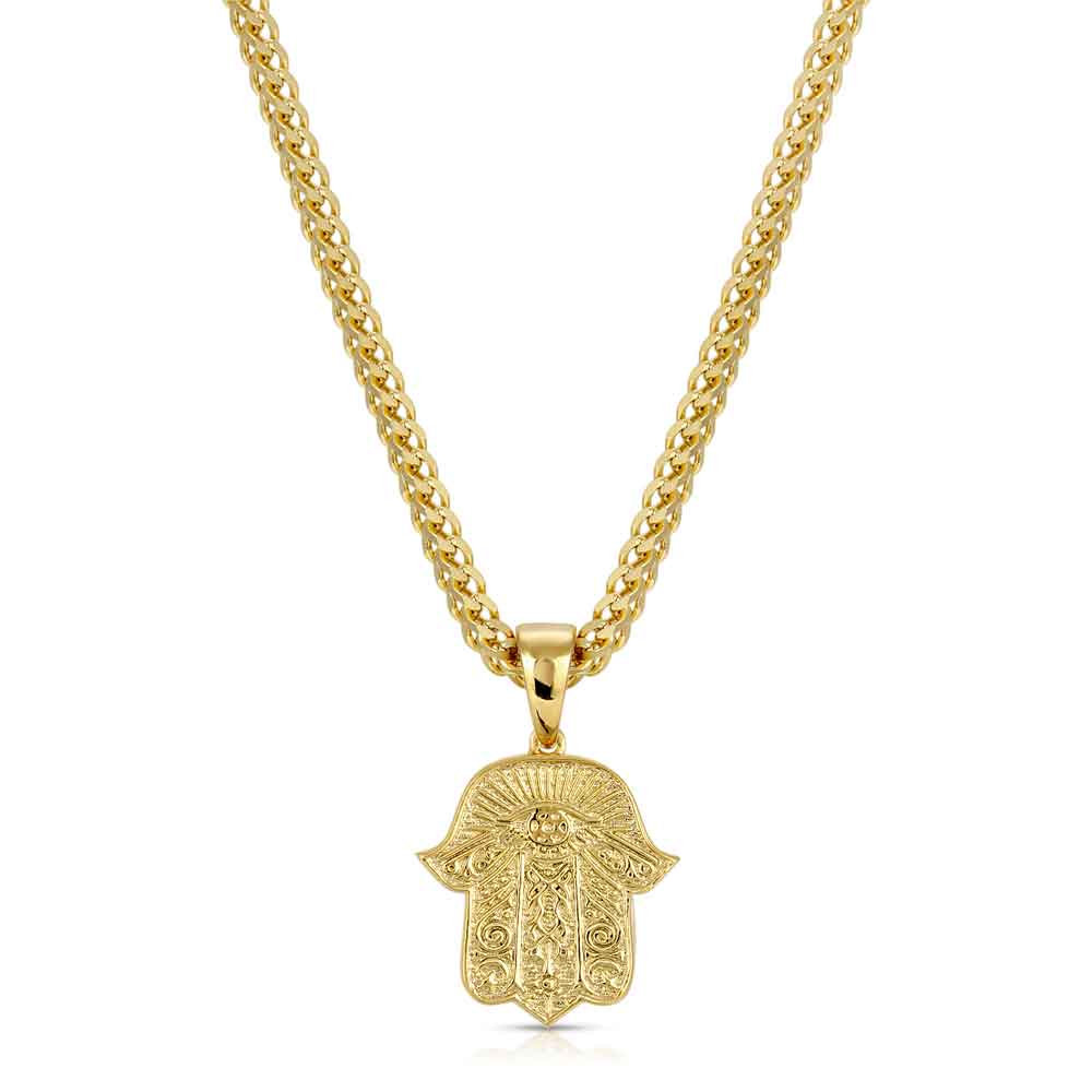 Hamsa Hand Necklace Pendant & Franco Chain Hamsa Hand Necklace Pendant & Franco Chain