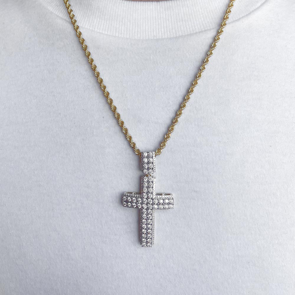 10k Solid Gold Diamond Cross Necklace Pendant 1.35 CTW 10k Solid Gold Diamond Cross Necklace Pendant 1.35 CTW