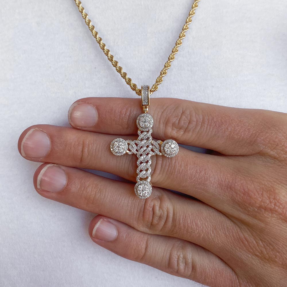 14k Solid Gold Diamond Cuban Cross Pendant (1 CTW) 14k Solid Gold Diamond Cuban Cross Pendant (1 CTW)