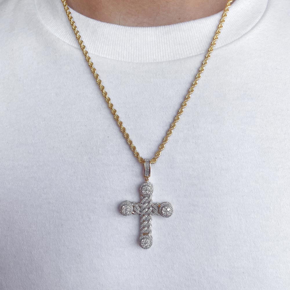 14k Solid Gold Diamond Cuban Cross Pendant (1 CTW) 14k Solid Gold Diamond Cuban Cross Pendant (1 CTW)