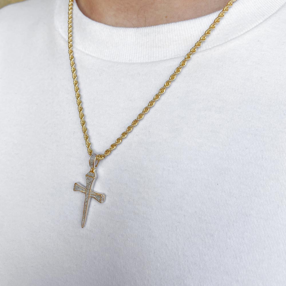 10k Solid Gold Diamond Nail Cross Pendant (.15 CTW) 10k Solid Gold Diamond Nail Cross Pendant (.15 CTW)
