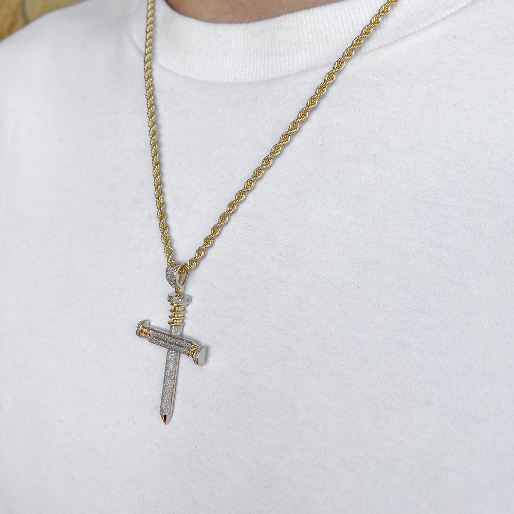 10k Solid Gold Diamond Nails Cross Pendant (.55 CTW) 10k Solid Gold Diamond Nails Cross Pendant (.55 CTW)