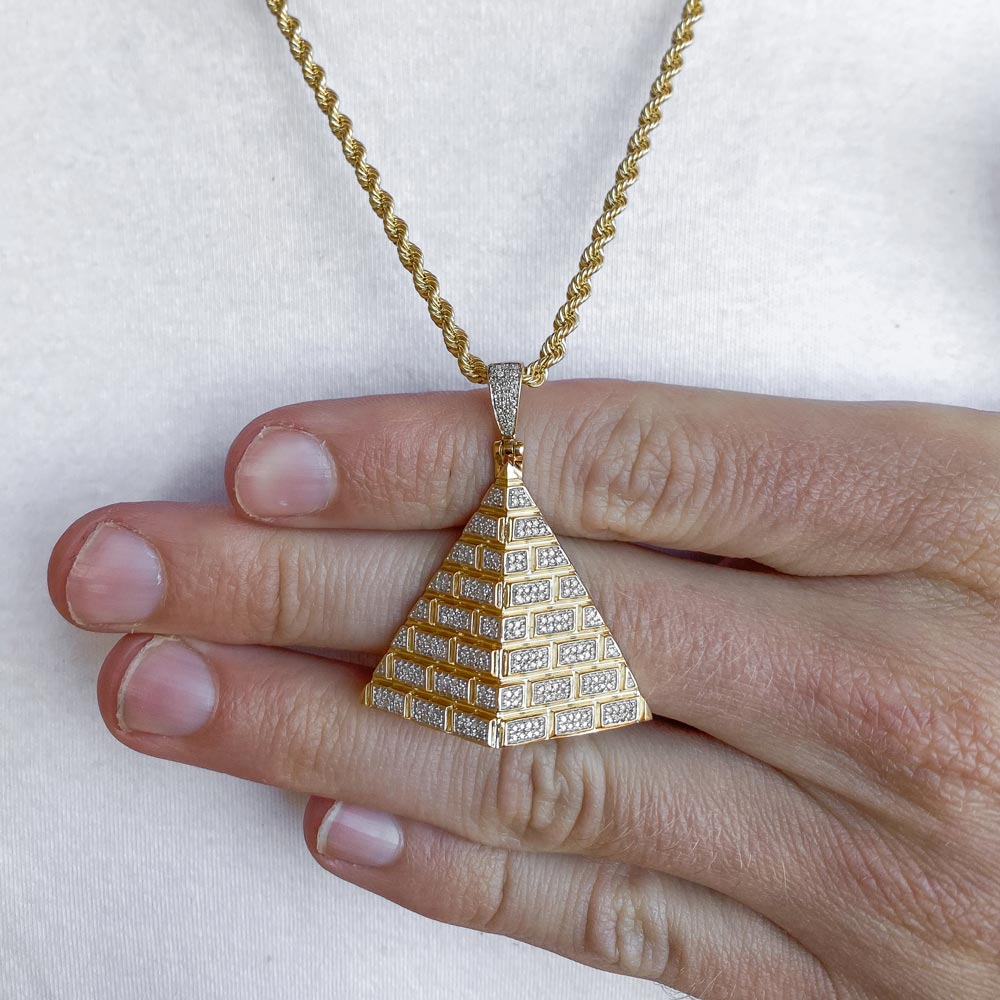 10k Solid Gold Diamond Pyramid Necklace Pendant .50 CTW 10k Solid Gold Diamond Pyramid Necklace Pendant .50 CTW