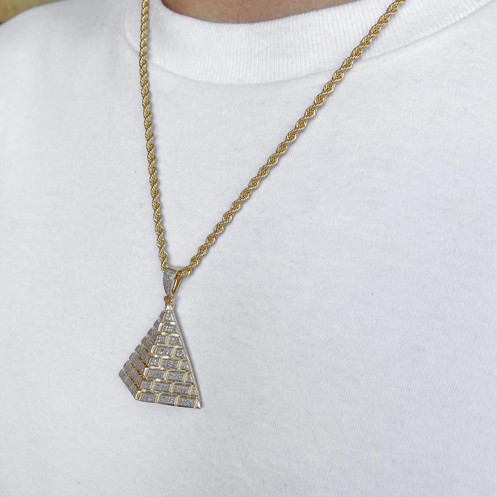 10k Solid Gold Diamond Pyramid Necklace Pendant .50 CTW 10k Solid Gold Diamond Pyramid Necklace Pendant .50 CTW
