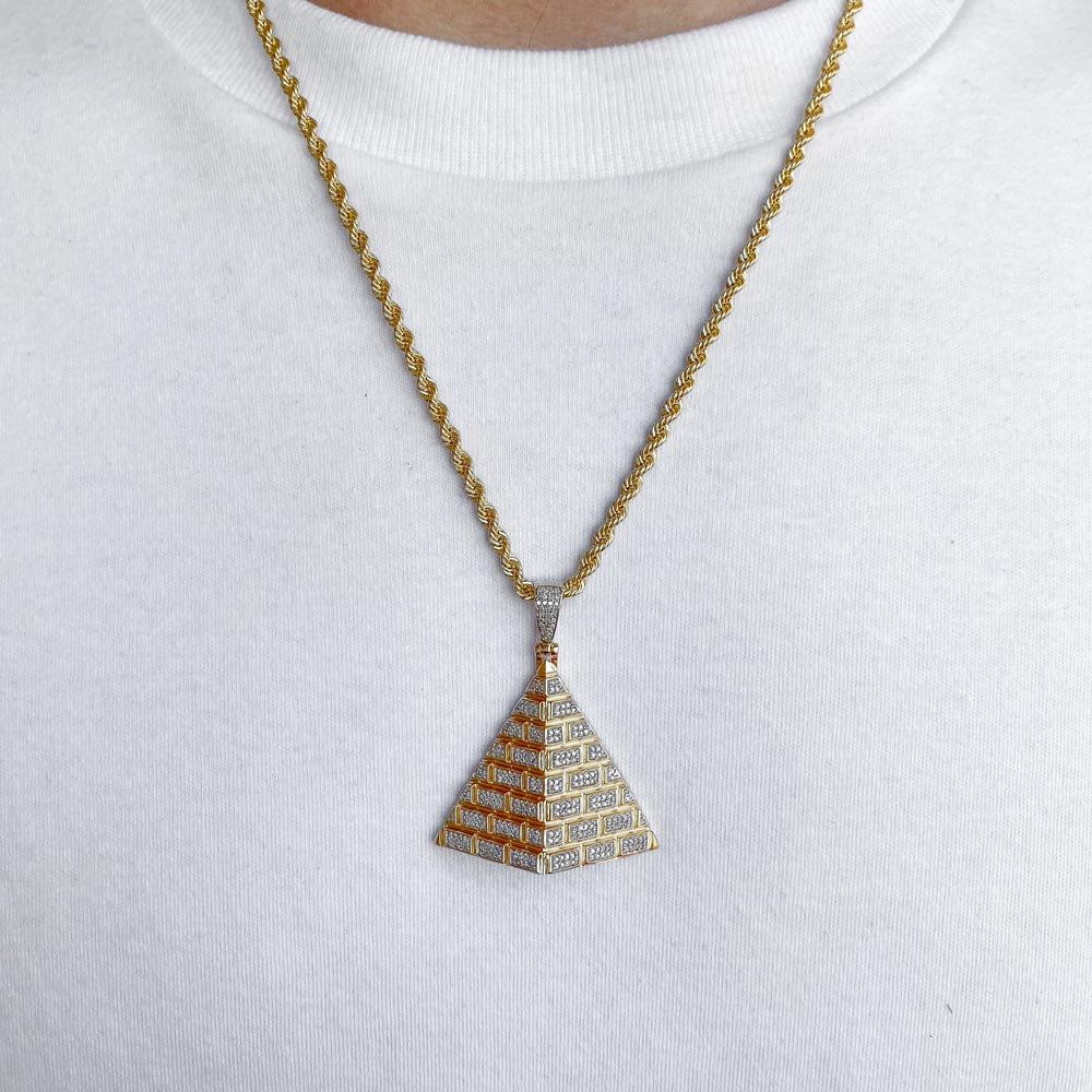 10k Solid Gold Diamond Pyramid Necklace Pendant .50 CTW 10k Solid Gold Diamond Pyramid Necklace Pendant .50 CTW