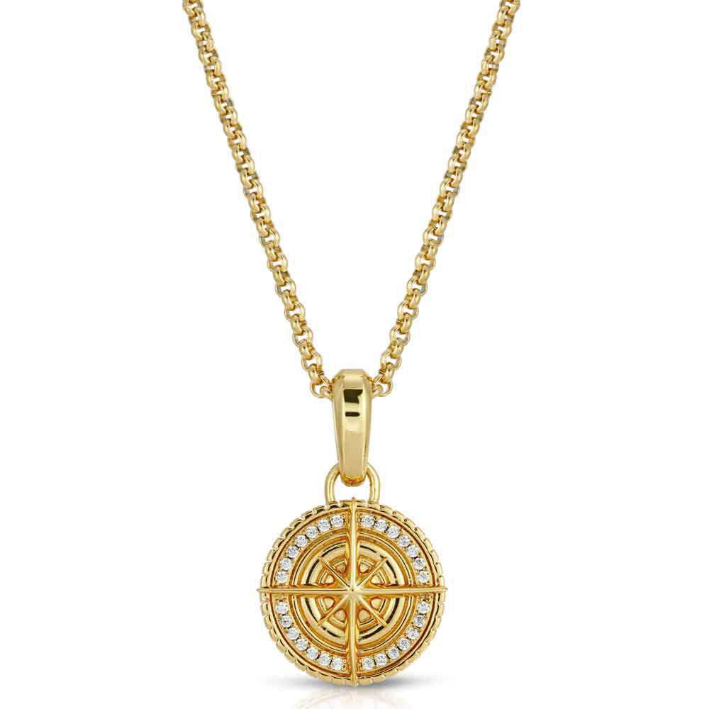 Diamond Compass Necklace Pendant & Cable Chain Diamond Compass Necklace Pendant & Cable Chain