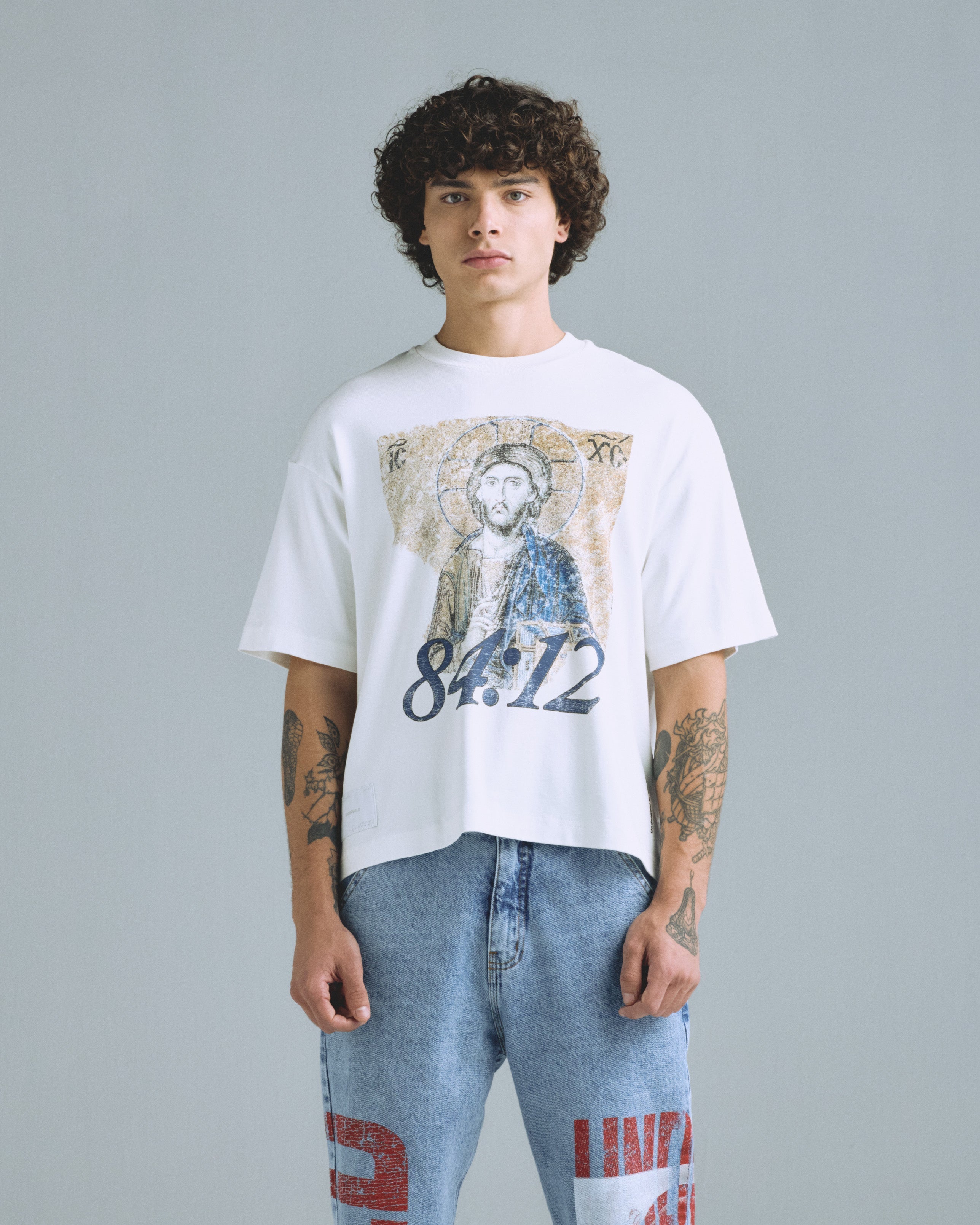 Gratia Plena Pantocrator Boxy Fit Tshirt White Gratia Plena Pantocrator Boxy Fit Tshirt White