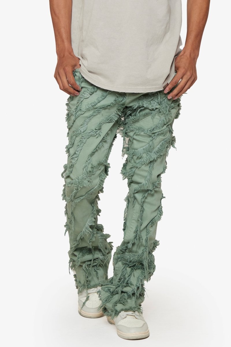 "GRIT” STACKED FLARE JEAN LIGHT EMERALD "GRIT” STACKED FLARE JEAN LIGHT EMERALD