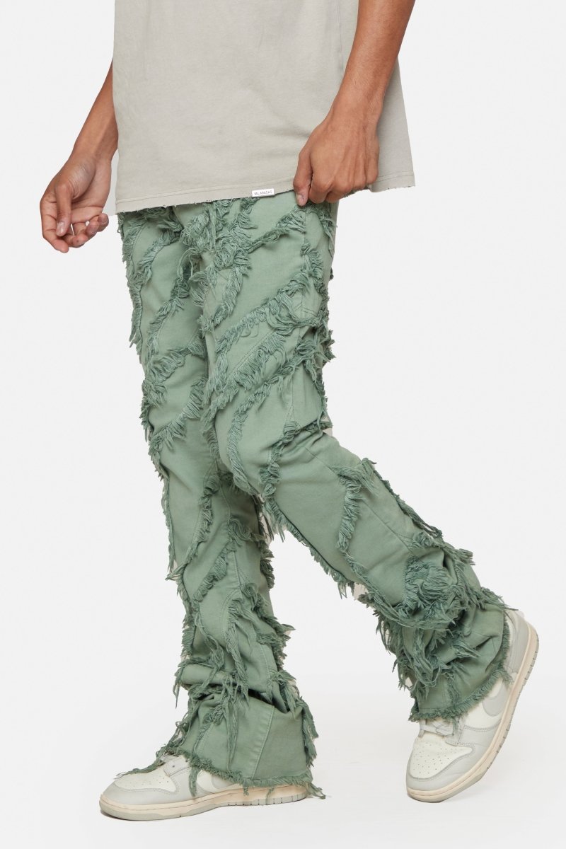 "GRIT” STACKED FLARE JEAN LIGHT EMERALD "GRIT” STACKED FLARE JEAN LIGHT EMERALD