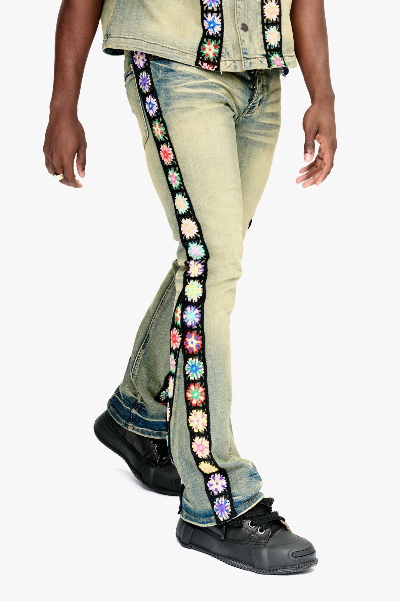 Groovy Stacked Flare Jean Vintage Blue Stacked Flare Jean Groovy Stacked Flare Jean Vintage Blue Stacked Flare Jean