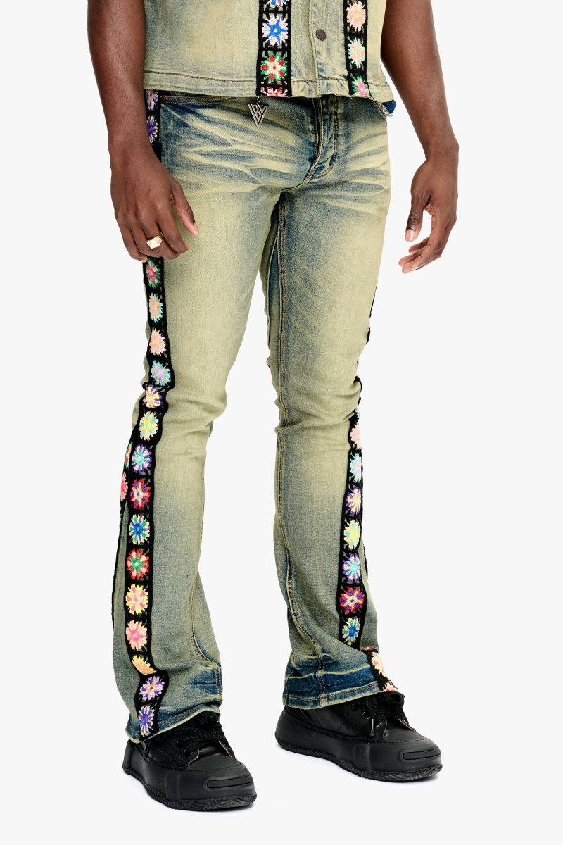 Groovy Stacked Flare Jean Vintage Blue Stacked Flare Jean Groovy Stacked Flare Jean Vintage Blue Stacked Flare Jean