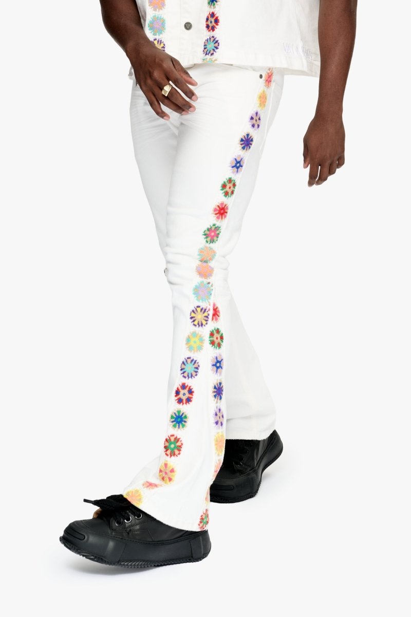 Groovy Stacked Flare Jean White Groovy Stacked Flare Jean White