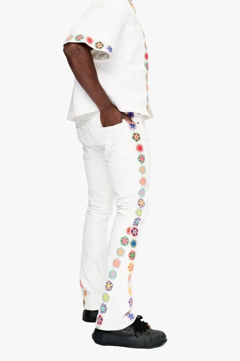 Groovy Stacked Flare Jean White Groovy Stacked Flare Jean White