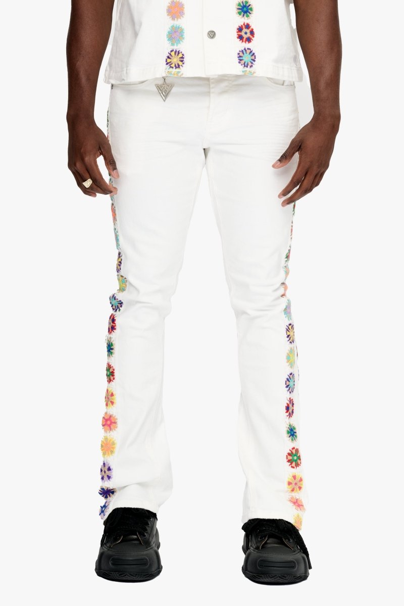 Groovy Stacked Flare Jean White Groovy Stacked Flare Jean White