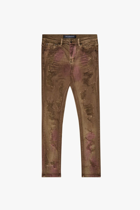 "HARVEST" SKINNY BROWN WASH