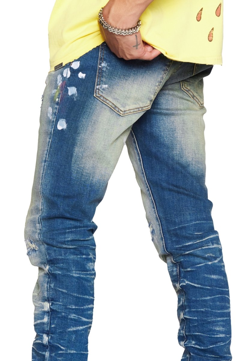 "HERO” JEANS BLU SPORCO "HERO” JEANS BLU SPORCO