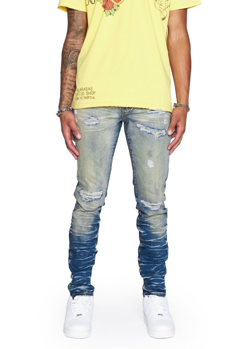 "HERO” JEANS BLU SPORCO "HERO” JEANS BLU SPORCO