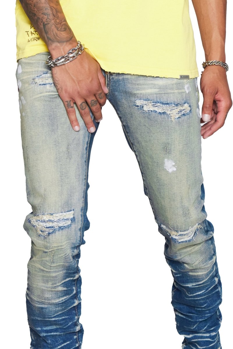 "HERO” JEANS BLU SPORCO "HERO” JEANS BLU SPORCO
