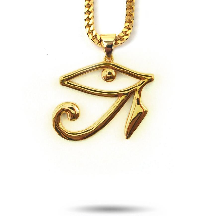 Eye of Horus Gold Necklace Pendant & Franco Box Chain Eye of Horus Gold Necklace Pendant & Franco Box Chain