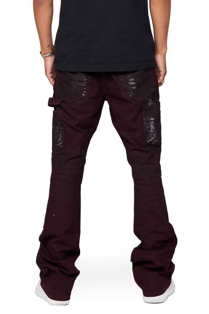 "HOSSAM" STACKED FLARE JEAN DARK CLARET "HOSSAM" STACKED FLARE JEAN DARK CLARET