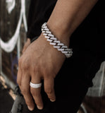 Straight Edge Diamond Cuban Bracelet White Gold 15mm Straight Edge Diamond Cuban Bracelet White Gold 15mm