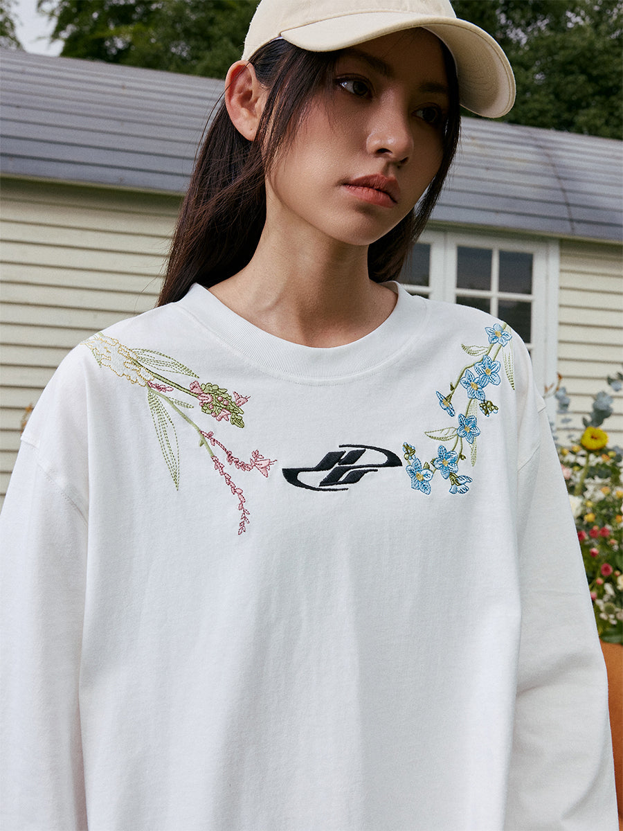 Floral Collar Embroidery L/S Tee Floral Collar Embroidery L/S Tee