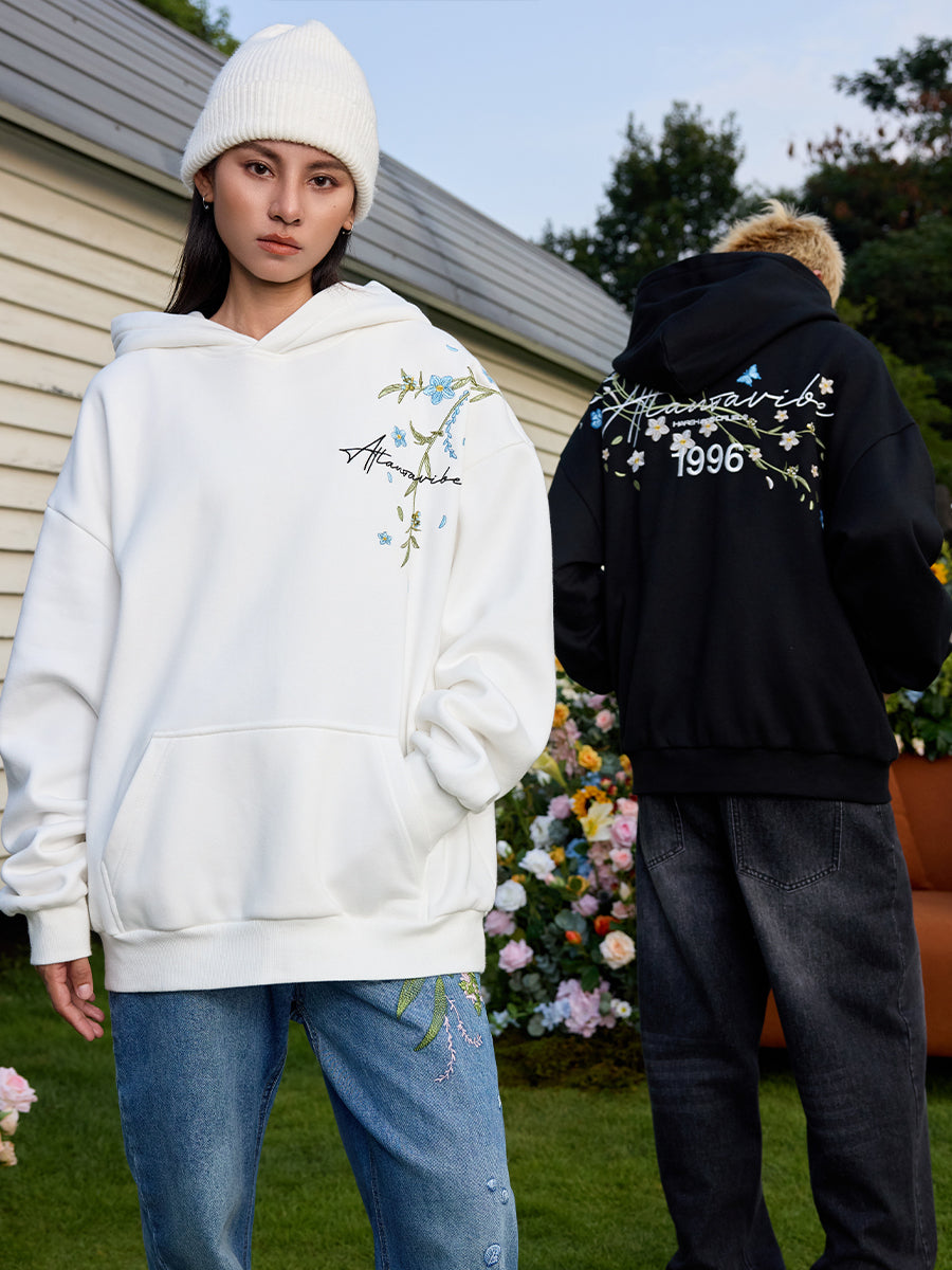 Floral Embroidered Graphic Hoodie Floral Embroidered Graphic Hoodie