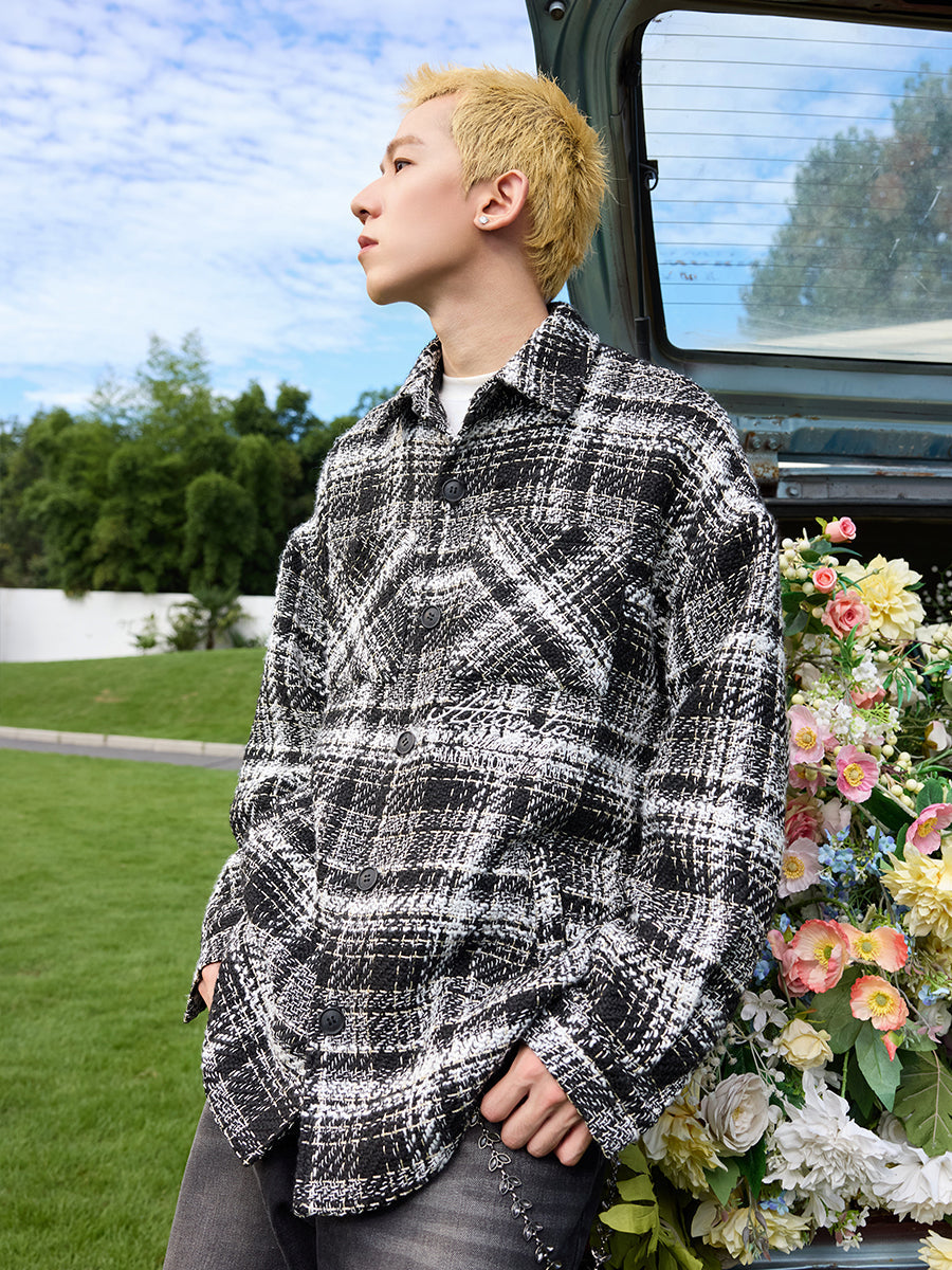 Pearl Embroidered Tweed Shirt Jacket Pearl Embroidered Tweed Shirt Jacket