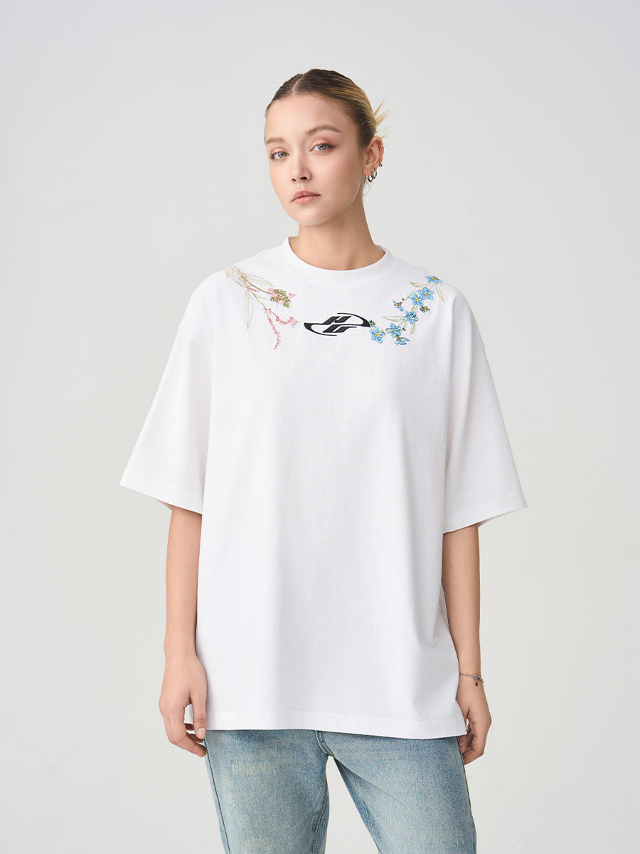 Floral Collar Embroidery Tee Floral Collar Embroidery Tee