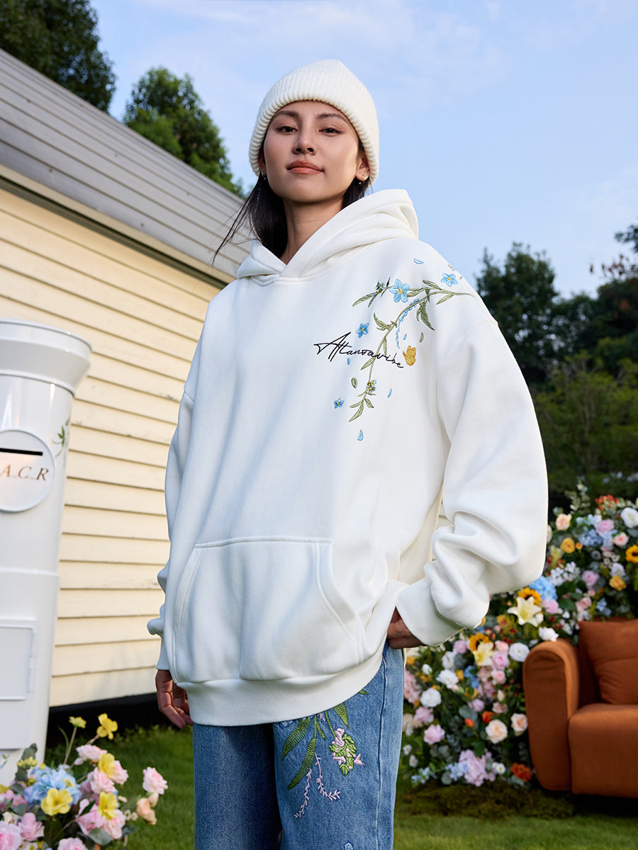 Floral Embroidered Graphic Hoodie Floral Embroidered Graphic Hoodie