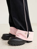 Velvet Colorblock Wide-Leg Trousers Velvet Colorblock Wide-Leg Trousers
