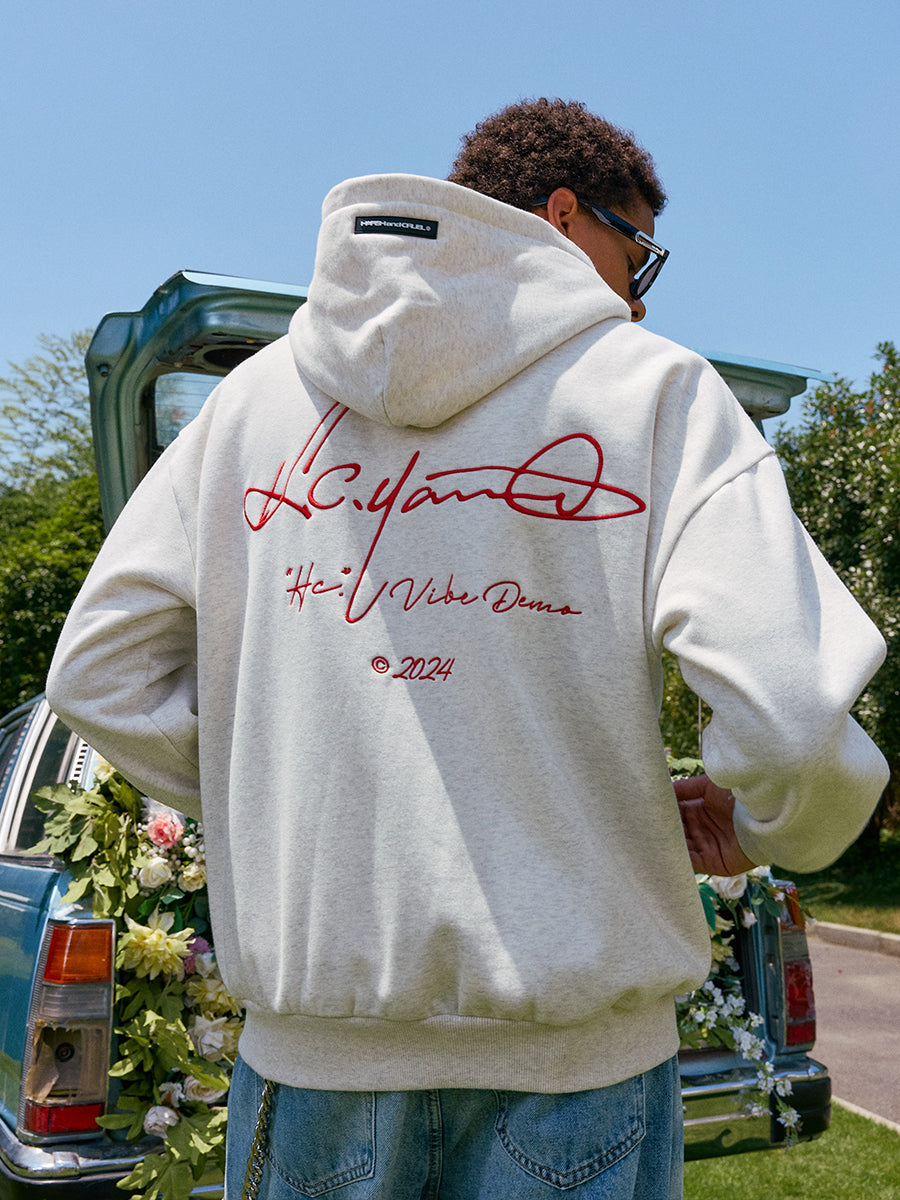 Handwritten Embroidered Zip up Hoodie Handwritten Embroidered Zip up Hoodie