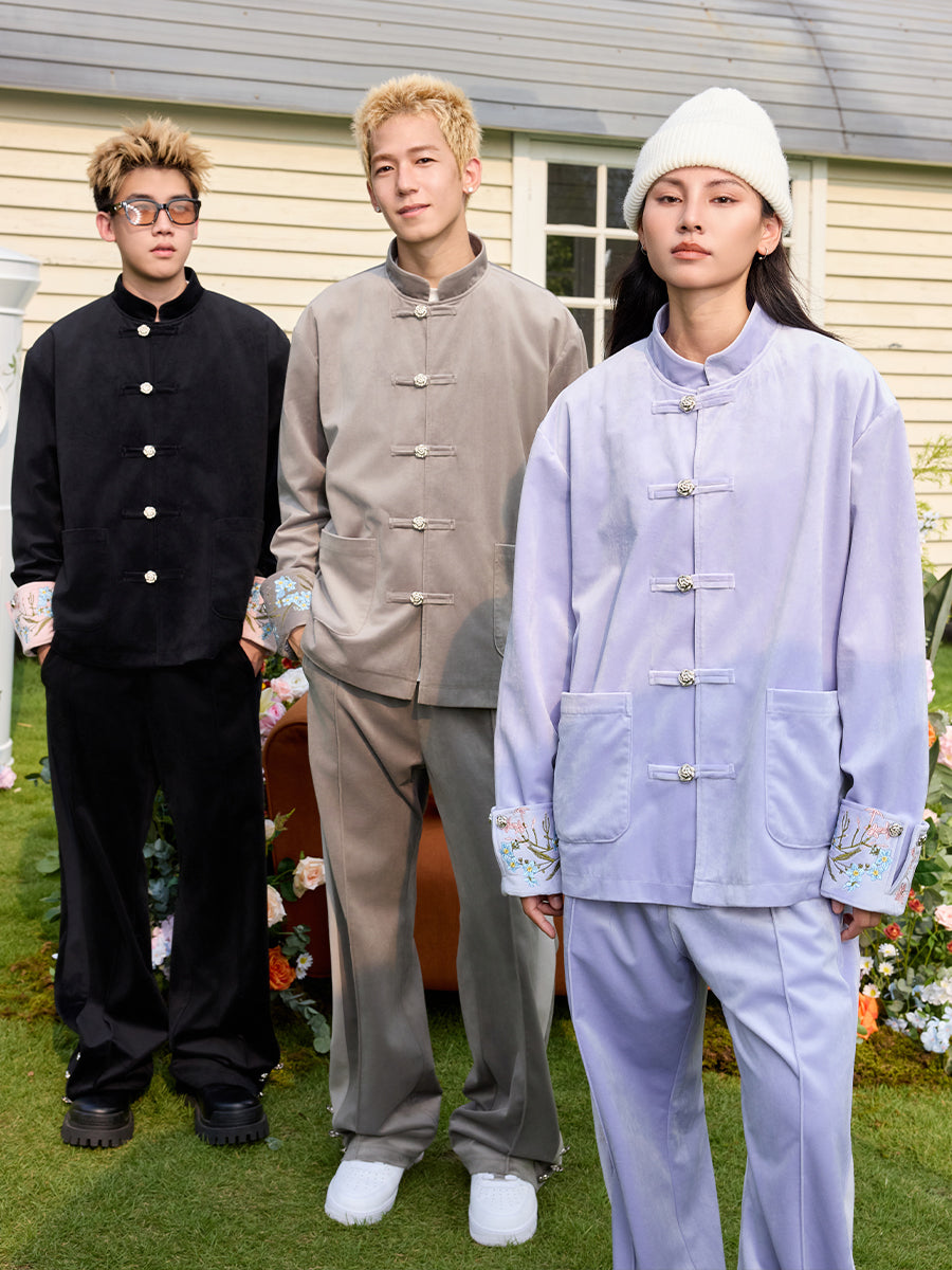 Velvet Mandarin Collar Jacket Velvet Mandarin Collar Jacket