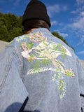 Floral Embroidered Washed Denim Jacket Floral Embroidered Washed Denim Jacket