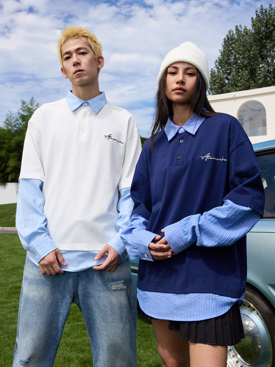 Two Piece Long Sleeves Polo Shirt Two Piece Long Sleeves Polo Shirt