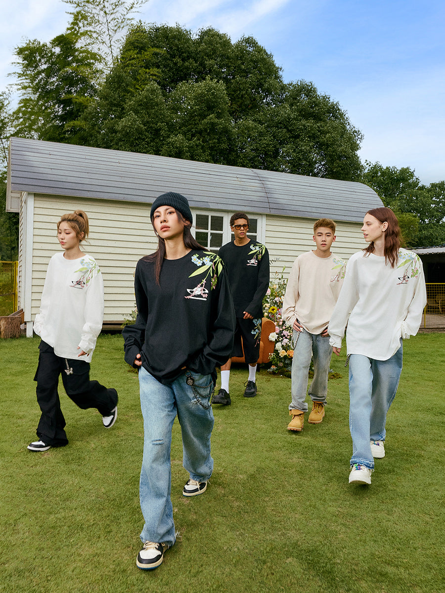Floral Embroidered Logo L/S Tee Floral Embroidered Logo L/S Tee