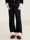 Velvet Colorblock Wide-Leg Trousers Velvet Colorblock Wide-Leg Trousers