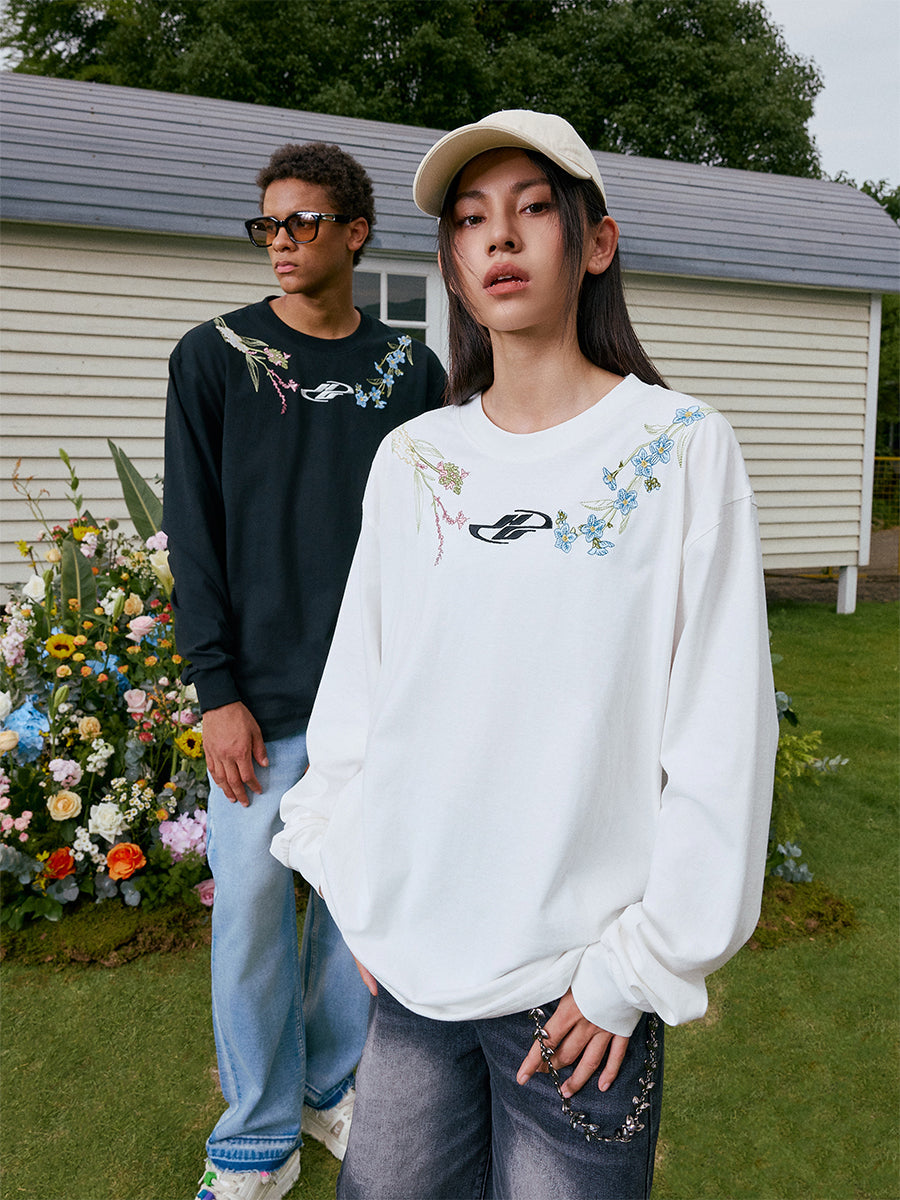 Floral Collar Embroidery L/S Tee Floral Collar Embroidery L/S Tee