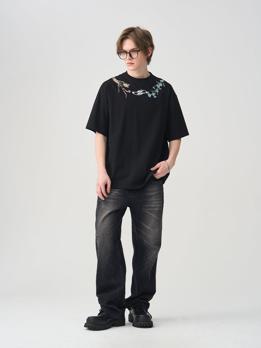 Floral Collar Embroidery Tee Floral Collar Embroidery Tee