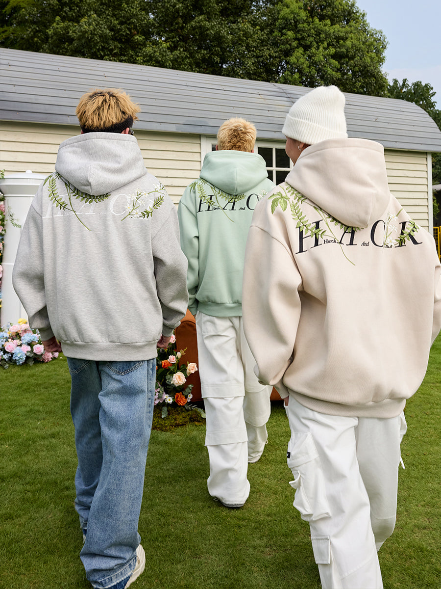 Floral Embroidered Fleece Hoodie Floral Embroidered Fleece Hoodie