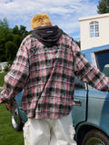 Handwritten Plaid Hooded Shirt Handwritten Plaid Hooded Shirt