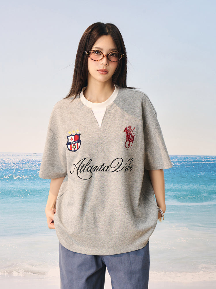 Layered Retro Embroidered Jersey Layered Retro Embroidered Jersey