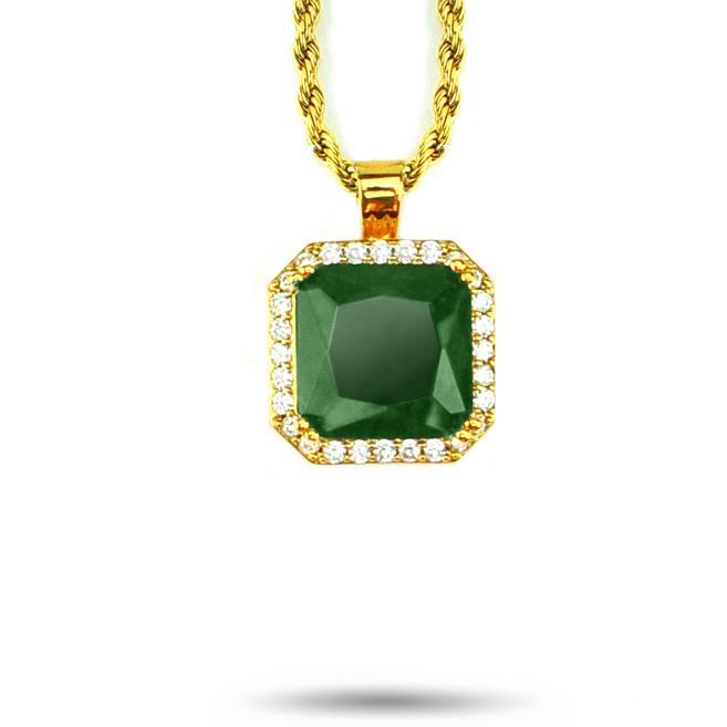 Emerald Pendant Necklace & Rope Chain Emerald Pendant Necklace & Rope Chain