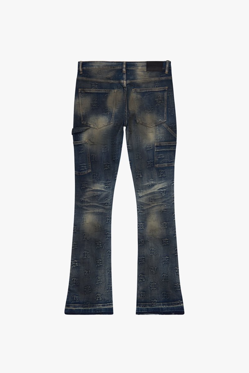 "KAID" STACKED FLARE DENIM DIRTY WASH "KAID" STACKED FLARE DENIM DIRTY WASH
